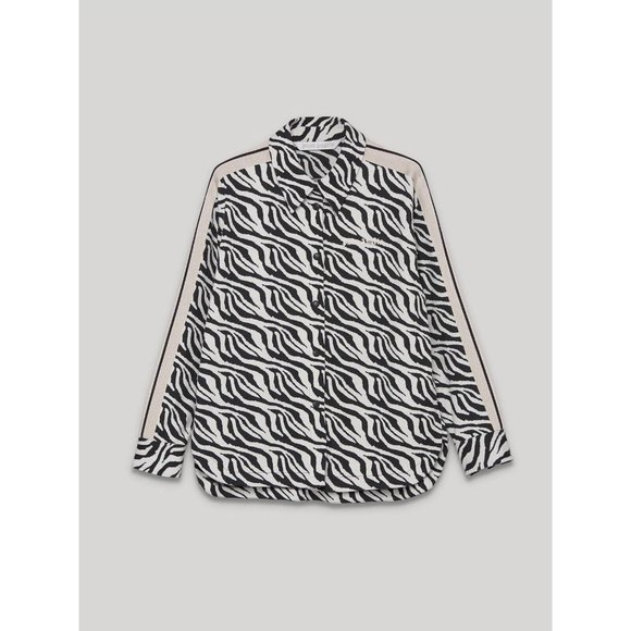 Palm Angels Shirt Womens Black White Zebra Stretch Woven Sz S - Picture 2 of 12